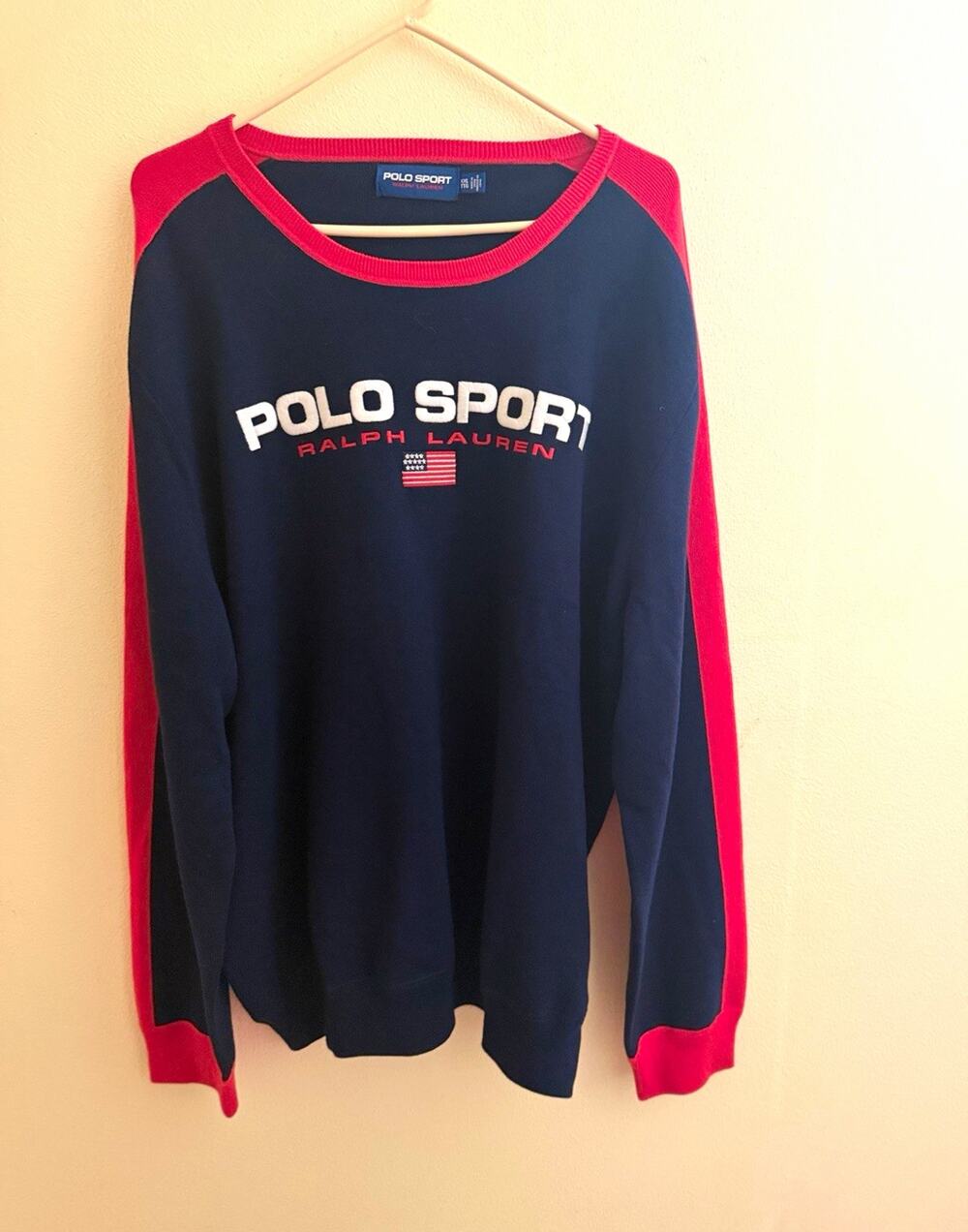 Polo Sport Ralph Lauren Men's Navy/Red Crewneck Pullover Graphic Logo 2XL